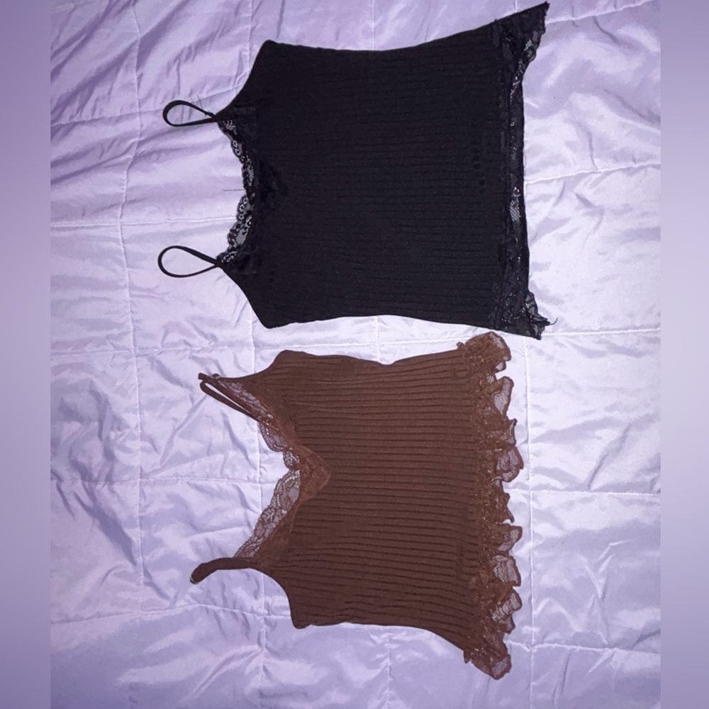 Set of two black/brown romwe and shein cami tops